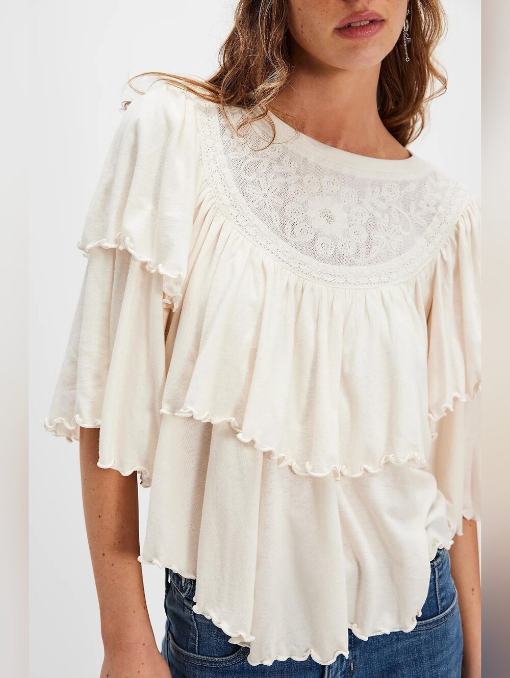 Free People Rose Party Tee in Sugar Swizzle ** Size Large